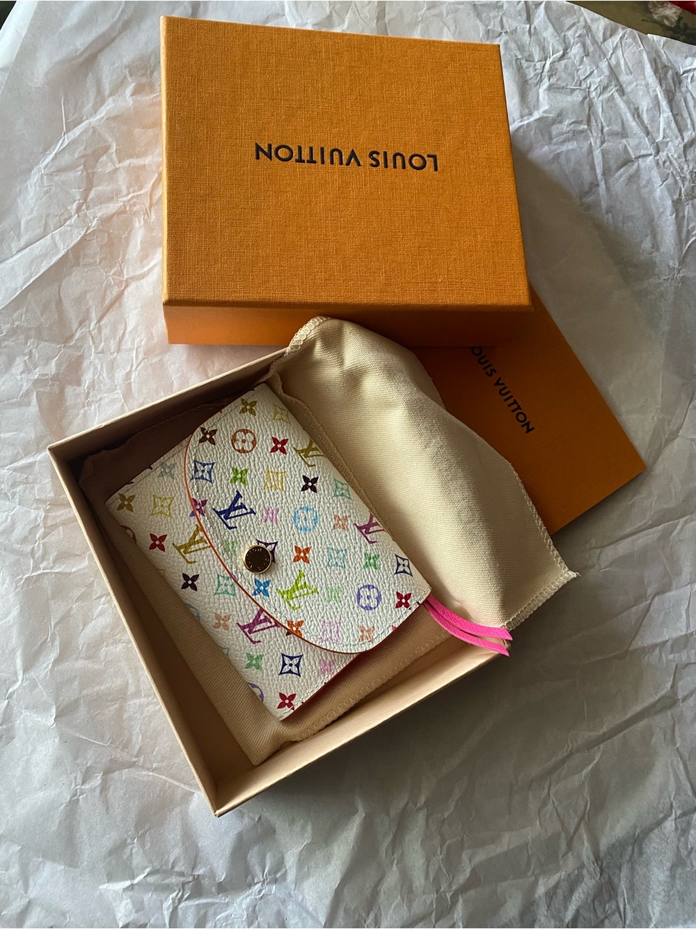Authentic new LV X TM Monogram Multicolor Rosalie Coin Purse White Kawaii Pink - Picture 4 of 16